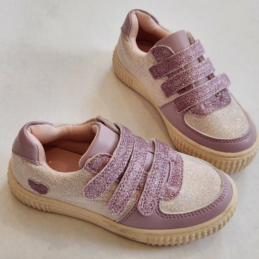|| TUCKER + TATE || girls sneakers, size 10, velcro, glittery, lavender/white